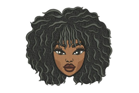 African Woman with Curly Hair: A Heartwarming Embroidery Design